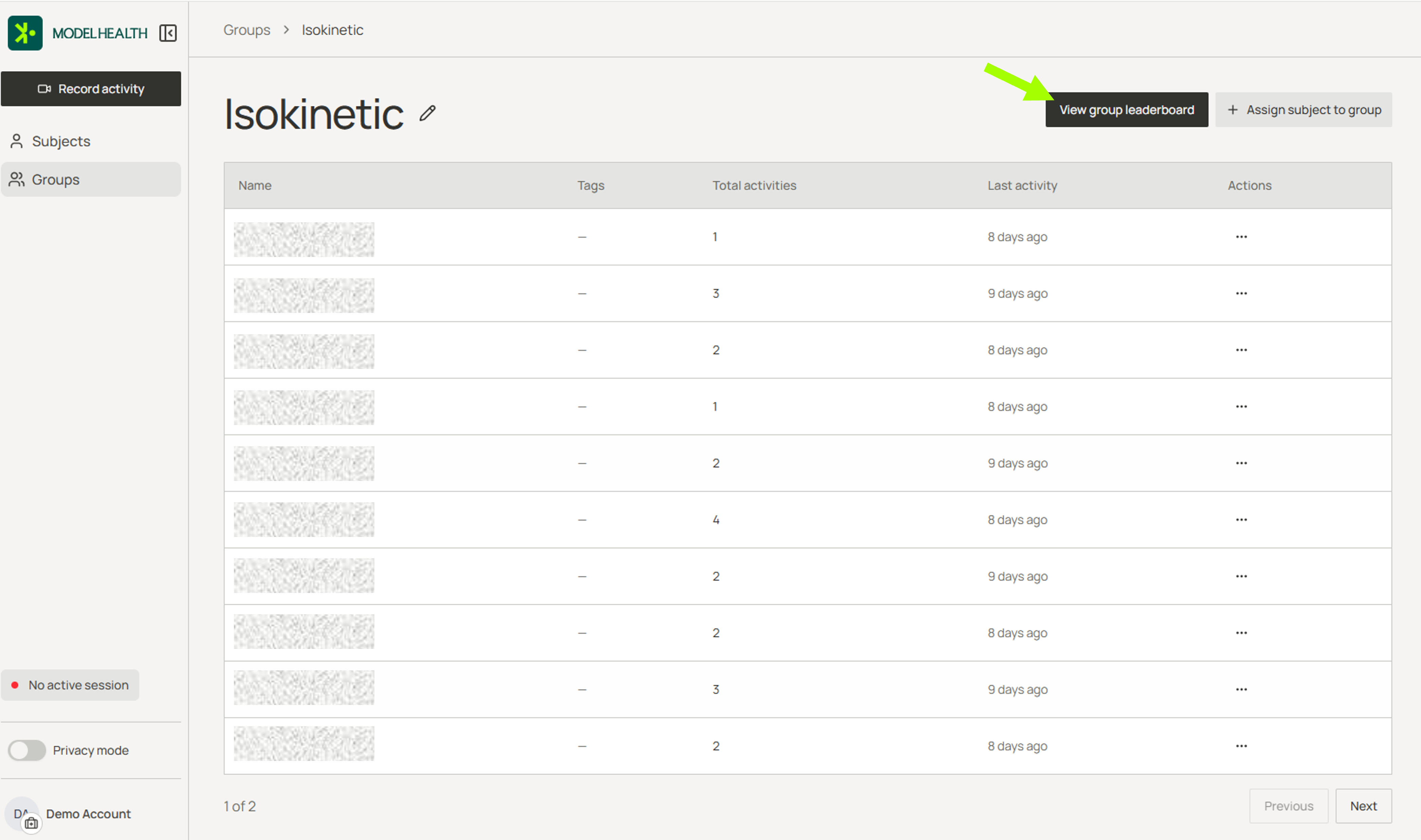 Create a leaderboard | Model Health Documentation